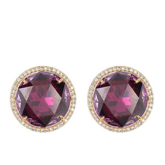 KATE SPADE NEW YORK she has spark halo studs earrings, Fuchsia/Purple, NWT - Picture 2 of 12